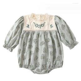 Conjuntos de ropa trajes navideños para niñas nacidas en la primavera otoño de manga larga camisa bordado de bordado flores de los niños 0-3y