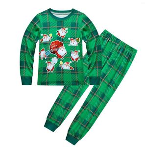 Ensembles de vêtements Tenues de Noël Patchwork Santa Claus Pajamas à manches longues Assortiment Holiday Set Toddler Boys Girls Kids Plaid Plaid
