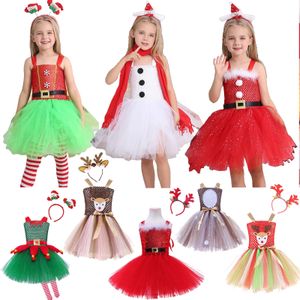 Kledingsets Kerstsneeuwman Tutu Jurk voor Meisjes Kinderen Kerst Cosplay Kostuums Prinses Jurken Outfit Party Up Kleding Kinderen 231118