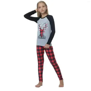 Ensembles de vêtements de Noël pour tout-petits filles et garçons, vêtements de famille, manches longues, imprimé cerf, haut à carreaux, couverture de réception pour bébés, tenues pour adolescents