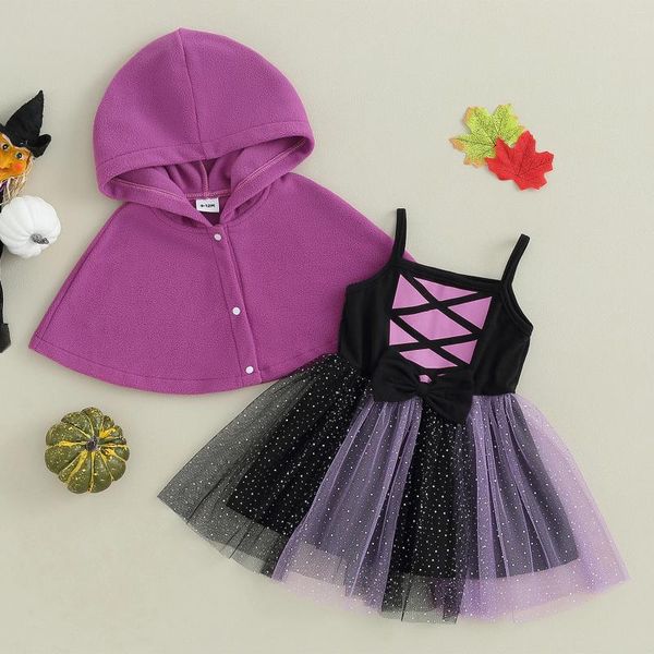 Conjuntos de ropa CitgeeAutumn Halloween Infantil Bebé Niña Mamelucos Vestido Ropa Punto Estampado Sin mangas Falda Dobladillo Monos Con capucha Otoño