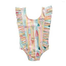 Ensembles de vêtements CitgeeSummer 6M-3 ans enfants bébé filles une pièce bikini volants sans manches imprimé crème glacée maillots de bain maillots de bain