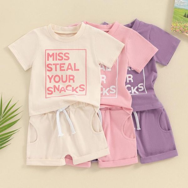 Juegos de ropa CitGeesummer Kids niños cortos para niñas pantalones cortos de manga corta tops de color sólido ropa casual