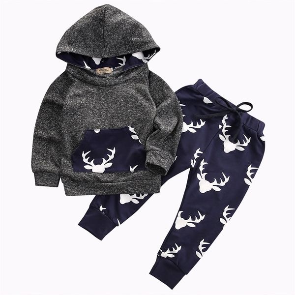 Ensembles de vêtements Citgeett printemps bébé garçon fille vêtements pour bébés automne hiver hauts à capuche pantalons 2 pièces ensemble tenues cerf vêtements de noël 220905