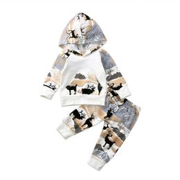 Kledingsets Citgeett Spring Kerst geboren baby Baby Boys Girls Hooded Tops Pants Leggings Outfits Autumn Xmas Fall Deset 230105