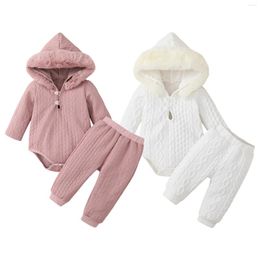 Kledingsets CitgeeWinter Baby Baby Meisjes Herfstbroek Lange mouw Romper met capuchon en elastische bandkledingset