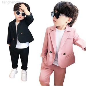 Ensembles de vêtements classique enfant en bas âge Blazer costume solide bouton rose noir haut pantalon ensemble pour 1-10 ans enfant garçons filles causal Blazer pantalon ensemble W0222