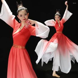 Ensembles de vêtements Costume de danse classique femme élégante Chinoiserie Style parapluie ventilateur Performance Yangge Solo