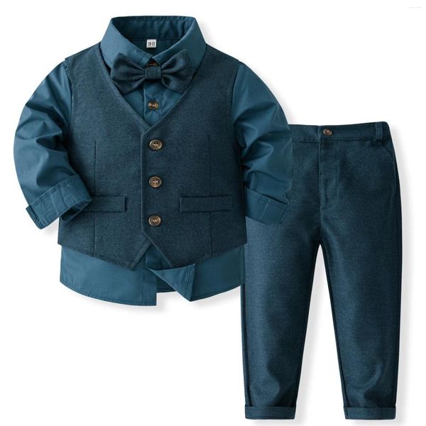 Ensembles de vêtements Ensemble de vêtements pour tout-petits garçons tenue costume de mariage petits garçons enfants fête d'anniversaire gentleman formel 3pcs robe chemise gilet pantalon