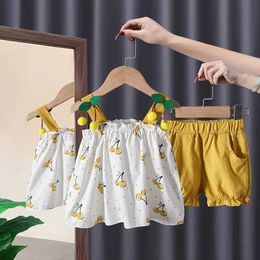 Conjuntos de ropa juegos de ropa 2017 Juego de correa para bebés de algodón de verano Juego de ropa Top de mangas y pantalones cortos Juego de bebés casual de 2 piezas para niños WX5.23