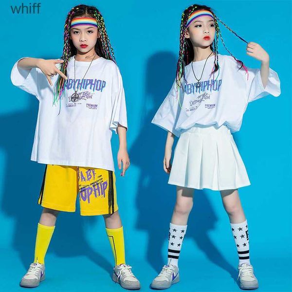 Conjuntos de ropa Juntos de ropa Ropa de verano para niños Topsandsandhorts para niños Trajes de ropa de calle para niños Adolescentes Hip Hop Costume C240413