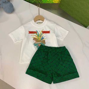 Kledingsets Kledingsets Designer Kleding voor kinderen Girls Sets Zomer Korte mouw T-shirt Kinderen Boheemse top geplooide rok 2 stks Outfit Babymerk Pak C240413