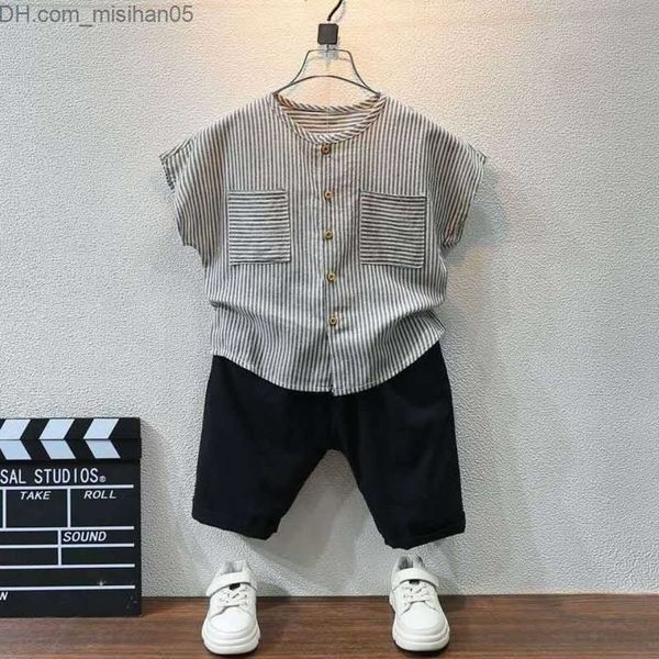 Conjuntos de ropa Conjuntos de ropa Niños de verano Niños s 2023 Bebé guapo coreano Manga corta 2 9 años Algodón Lino Niños pequeños Niños de dos piezas Z230703