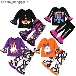 Kleding Sets Kleding Sets Jonge Meisjes Halloween Kostuum Flare Mouwen Sets Cosplay Meisje Tops en Broeken Herfst Europa En Amerika Kinderkleding 220928 Z230701