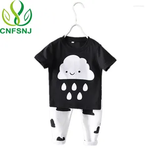 Juntos de ropa Cnfsnj Baby Girl Boy Clothen 2024 Summer Baby's T Shirts Pants Nubes Lloves