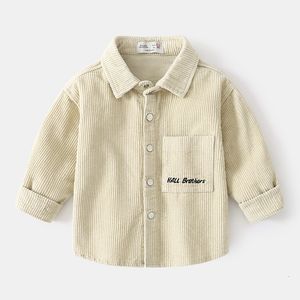 Kids Shirts Corduroy Boys Cardigan Baby Boys Shirts Long Sleeve School Blouse Kids White Shirt for Toddler Boys Blouse Children Tops 230531