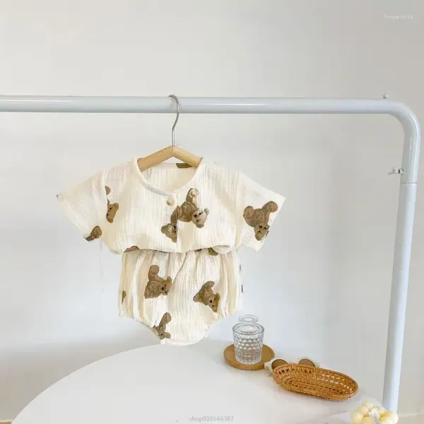 Ensembles de vêtements en coton Ensemble de combinaisons 2 pièces culotte 0-24 mois pour bébés filles garçons tenue d'été manteau adapté à la peau je23 22 dropship