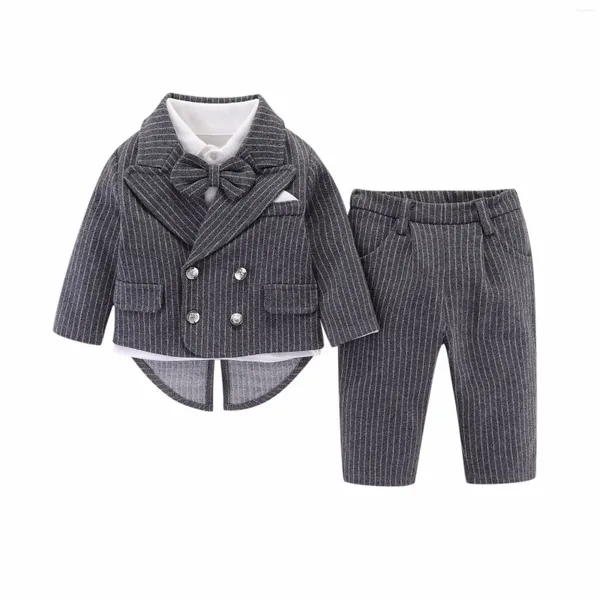 Conjuntos de ropa traje de punto de algodón para bebés Baby Boy Handsome Bow, juego pequeño de un año, juego de tres piezas 0-3 años
