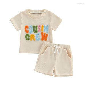 Ensembles de vêtements Cousin Crew Shirts for Kids Baby Letter Broidery Short Shirts Short 2pcs