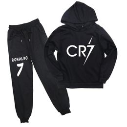 Ensembles de vêtements Cr7 Ronaldo Kids Sweats à capuche Pantalons 2pcs / Set Survêtement Enfants Unsex Casual Sweat à capuche lumineux et Harem pour 2-14Y Dh8EK