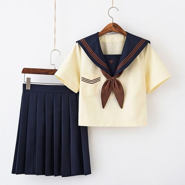 Conjuntos de ropa Bordado Bordado 2022 Uniformes de la escuela japonesa de otoño para niñas Topas de marinero lindo falda plisada Cosplay jk costumeclothi