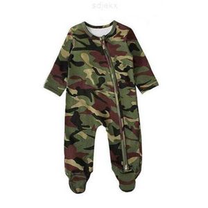 Ensembles de vêtements personnalisés Baby Zip Romper Onesie avec pieds Zipper Pyjamas Sleepwear Camo Long Sleeve