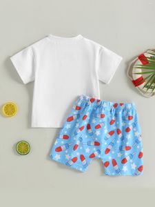 Kledingsets Schattige baby 4 juli-rompertje met sterren- en strepenprint - Schattige zomerse drukknoopsluiting met elastische taille