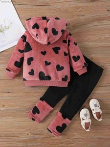 Ensembles de vêtements mignonnes bébé fille à manches longues à sweat à sweat en peluche chaud et leggings