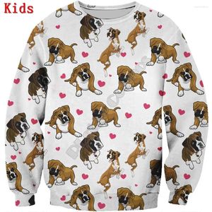 Kledingsets schattige bokser 3D geprinte hoodies pullover boy voor meisje lange mouw shirts kinderen grappig dieren sweatshirt