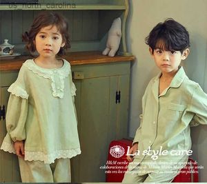 Kledingsets Schattige kinderen kinderkatoenen mintgroene pyjama Pyjamaset voor meisjesjongensslaapkleding