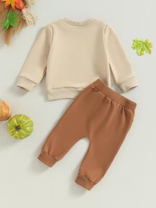 Conjuntos de ropa Lindo disfraz de Halloween para bebé nacido Niño Niña Conjunto de sudadera y pantalones con estampado de letras de calabaza de 2 piezas Traje de niño pequeño