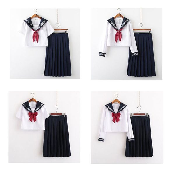 Ensembles de vêtements Vêtements quotidiens Uniforme d'écolière Classe japonaise Navy Sailor School Uniforms Étudiants Vêtements pour filles Anime COS SuitClothing