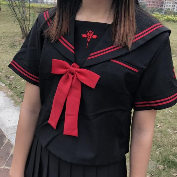 Conjuntos de ropa, ropa de marinero ortodoxa del diablo oscuro, uniforme JK, vestido de marinero, camiseta superior de estilo universitario para estudiantes femeninos