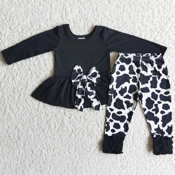 Ensembles de vêtements Design enfants vêtements à manches longues vache impression glaçage mode filles ensemble de haute qualité enfant en bas âge bébé fille tenue