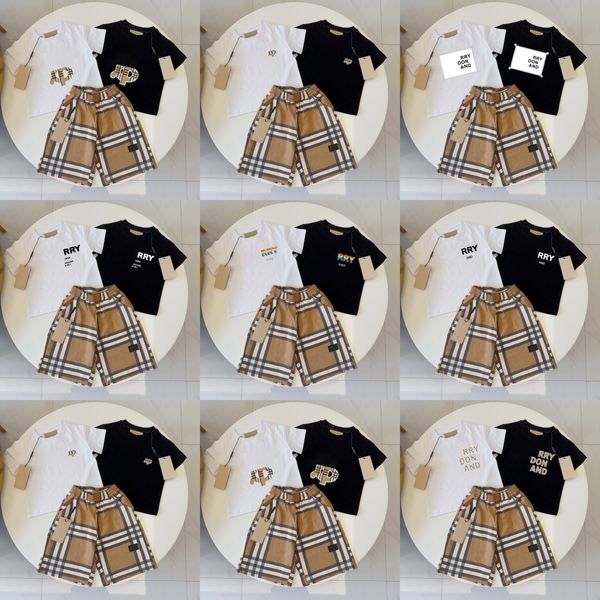Ropa camiseta conjunto conjuntos diseñador marca impresión niños niños 2 piezas ropa de algodón puro bebés niños niña niños moda Appare 35Bo #