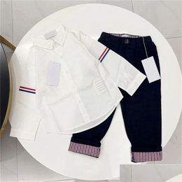 Conjuntos de ropa Diseñador Camisa de manga larga y pantalones Conjunto de 2 piezas Nueva Primavera Otoño Marca de alta calidad Casual Tide Fan Childrens Clot Dhtlf