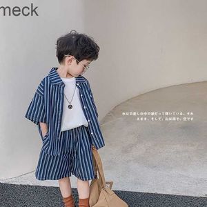 Vêtements Ensembles caméras de dôme 2023 Coréen Summer Kids Baby Clothes Boys Suit Denim Stripe Tops + Jeans Boy 2pcs Set Clothes Clothes Kids Vêtements 2-10y