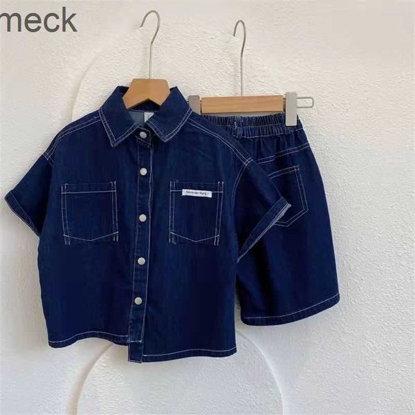 Ensembles de vêtements Caméras dôme 2023 printemps été enfants tenue enfants vêtements garçons costume denim hauts + jeans 2 pièces/ensemble enfants vêtements décontractés 2-12 ans