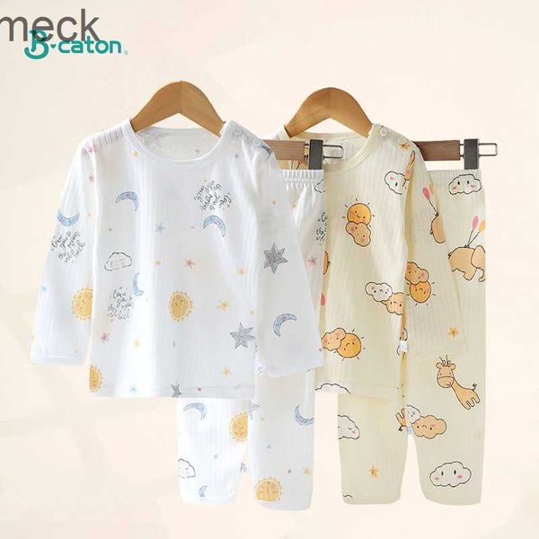 Conjuntos de ropa Cámaras domo Algodón bebé ropa de niños conjuntos de pijamas conjunto largo de dibujos animados lindo / pijama de casa de manga corta conjunto ropa de dormir suave y transpirable