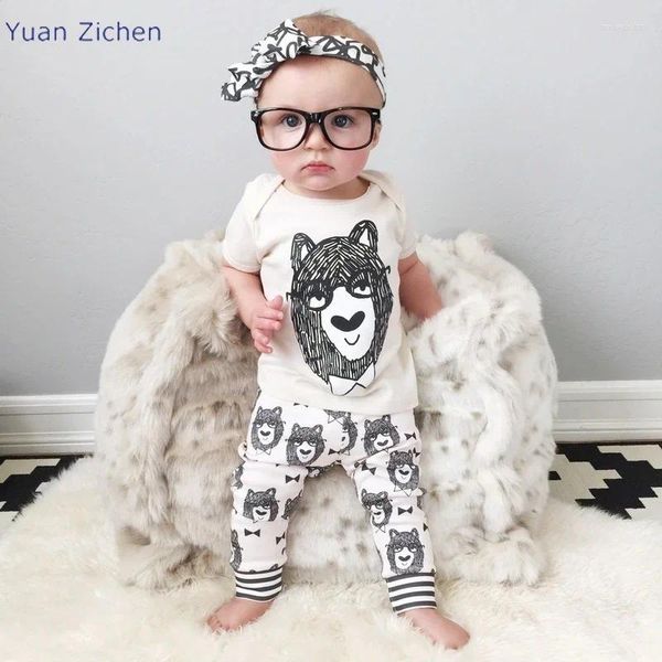 Ensembles de vêtements Drop Spring Autum Children's Baby Boy Set Little Cotton Monster Sleeve Short 2 PCS Animal Bear