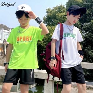 Ensembles de vêtements Dubbpped Summer Kid's Athleisure Boy's Courte Couche de basket-ball Fitness Fitness Running Loose Breathable Grand Taille T-shirt