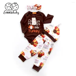 Conjuntos de ropa Emmababy Acción de Gracias nacido infantil niña niña unisex manga larga O-cuello trajes de pantalón set 0-18 meses Helen115