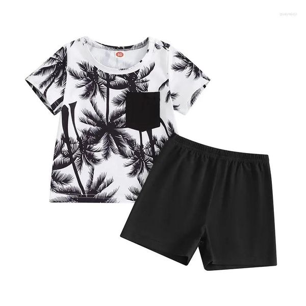 Ensembles de vêtements Endorothii Baby Boys Vêtements d'été 6 9 12 18 mois à manches courtes Tropical T-shirt short-bas-enfant