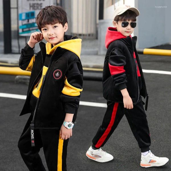 Ensembles de vêtements EuerDoDo 3 pièces / ensemble garçons enfants vêtements pour adolescents enfants tenues gilet sweats à capuche hauts pantalons automne hiver costume chaud