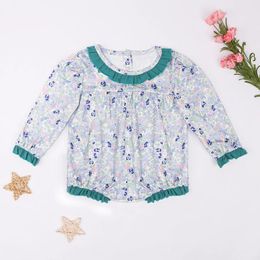 Vêtements Ensembles d'automne Enfants Floral Sleeping Sleeping Bubble Cotton Boutique Sweet Lace Longe Long Ropmer Kids Pantal