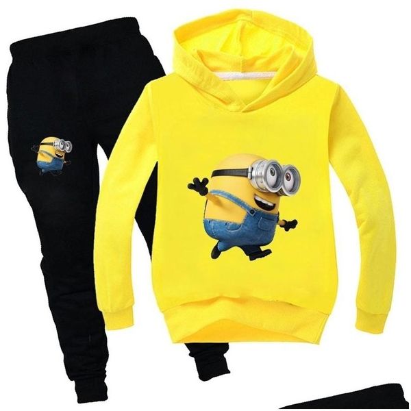 Conjuntos de ropa Otoño Invierno Trajes de Halloween para niñas Minions Kawaii Niños Set Algodón Navidad Acción de Gracias Ropa para niños 201031 Dr DHBBS