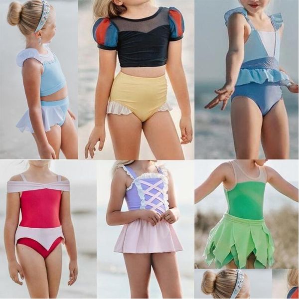 Ensembles de vêtements Famille Correspondant Costumes d'une pièce Enfant en bas âge Bébé Bébé Filles Pastèque Maillot de bain Princesse Robes Maillots de bain Natation Bikin Dhmcj