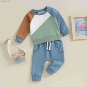 Kledingsets Mode Herfst Kinderen Meisjes Jongens Kleding Set Pasgeboren Baby Casual Contrast Kleur Loose Fit Trainingspak Sweatshirt Broek Outfits Pak