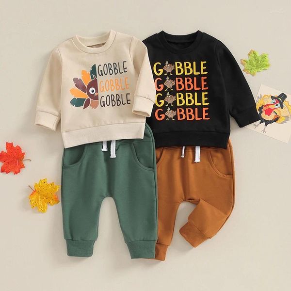 Conjuntos de ropa Fashion Fashion Autumn para niños Biños Biños Letra de Acción de Gracias