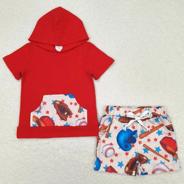 Vêtements Fashion Baby Boys Clothes Red Cabinage Tops Baseball Shorts Boutique Enfants enfants